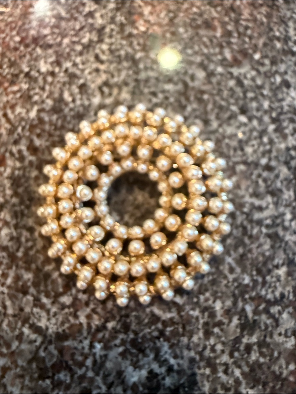 Vintage Gold Tone Faux Pearl Wreath Brooch Pin